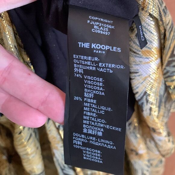 The Kooples Paris gold metallic floral print flared midi skirt - Picture 11 of 11